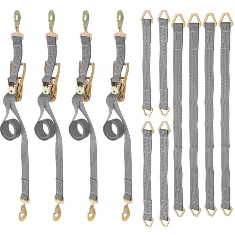Heavy Duty Ratchet Tie Down Straps, Working Load with Snap Hooks & Axle Straps for Moving Motorcycles & Securing Cargo