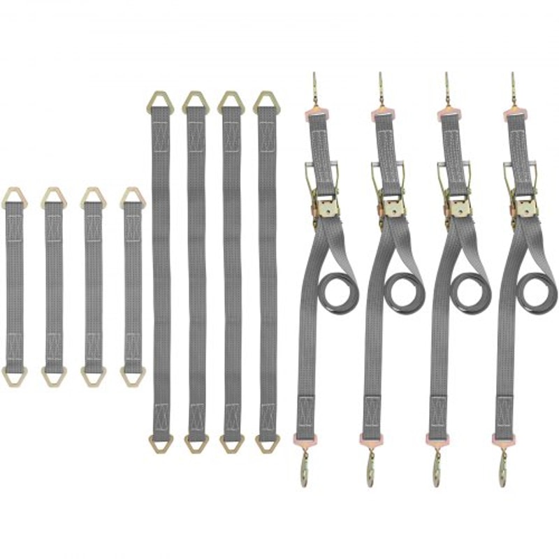 Heavy Duty Ratchet Tie Down Straps, Working Load with Snap Hooks & Axle Straps for Moving Motorcycles & Securing Cargo