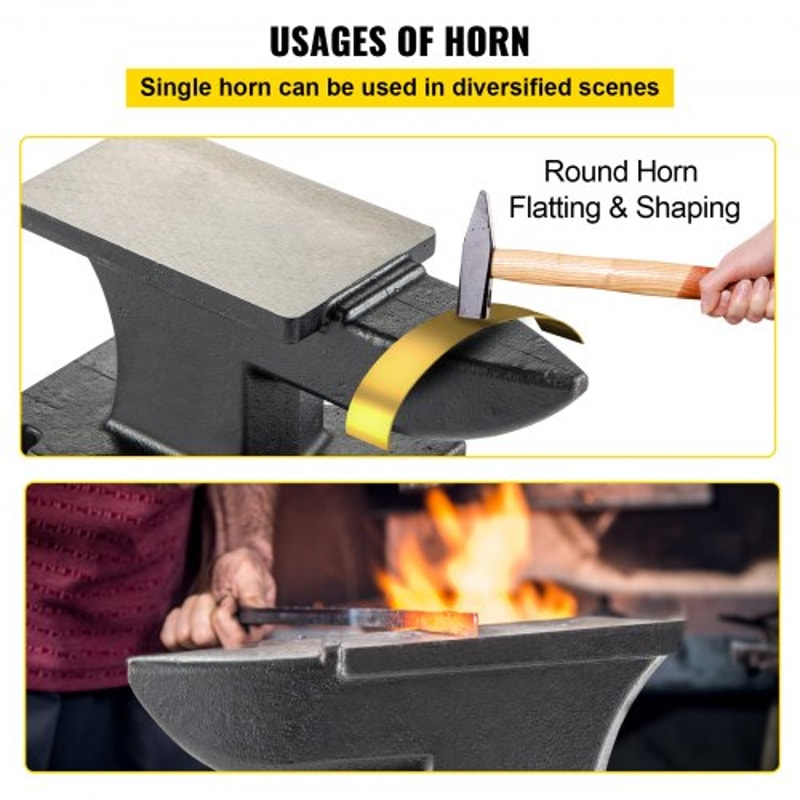 Heavy-Duty Cast Iron Anvil, Single Horn Blacksmith Anvil with Stable Base, Work Surface for Forging, Bending