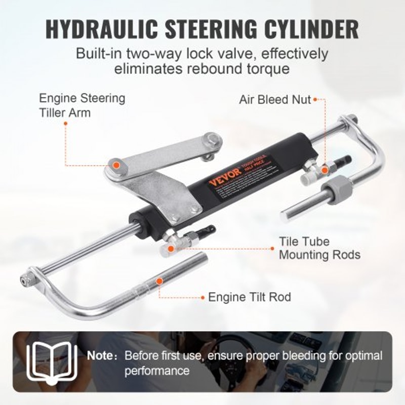 90HP Hydraulic Outboard Steering Kit Marine Steering System With Helm Pump Cylinder Hoses For Smoo 5