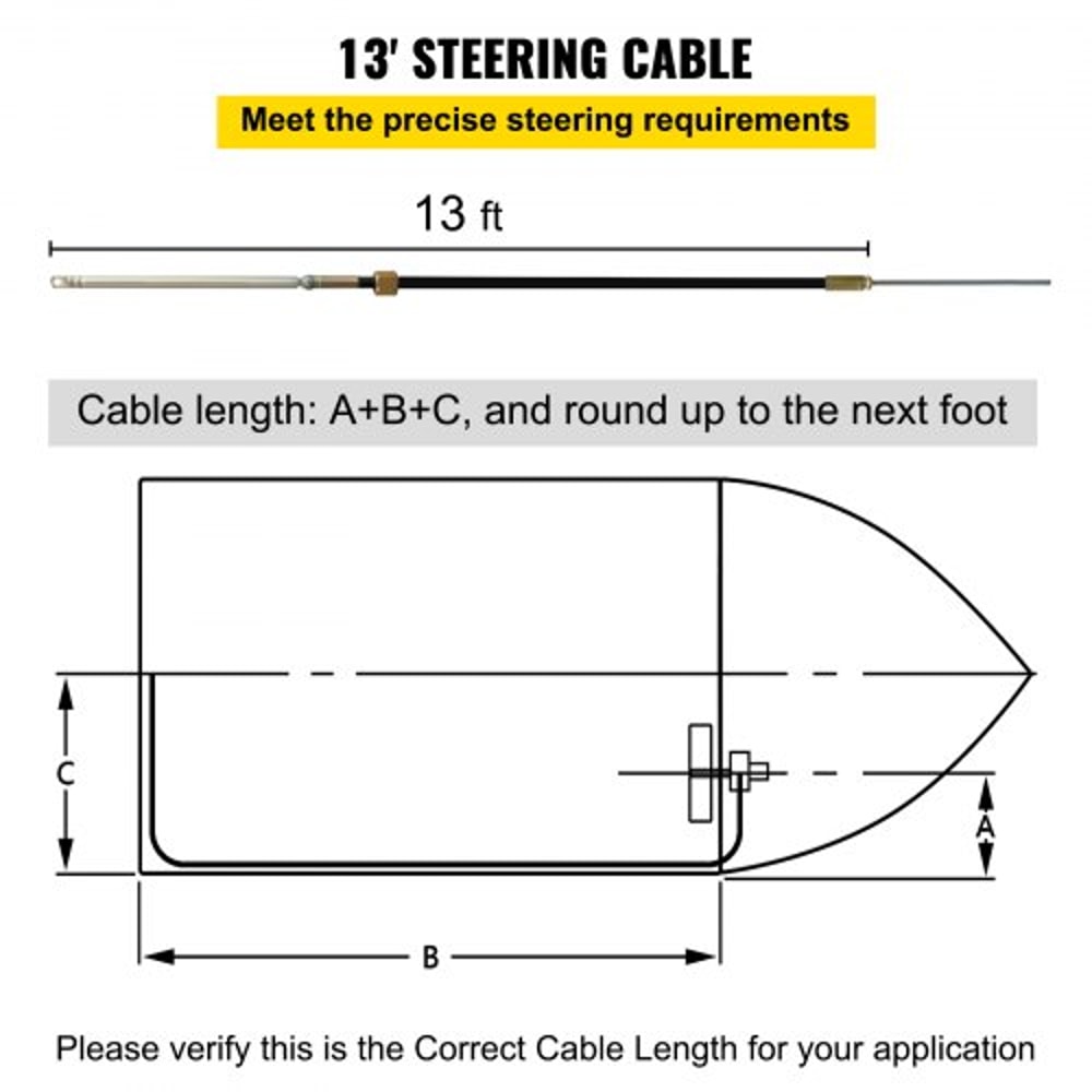 Outboard Boat Steering Kit 13 Boat Steering Cable With 34 Tapered Shaft Marine Steering System 3