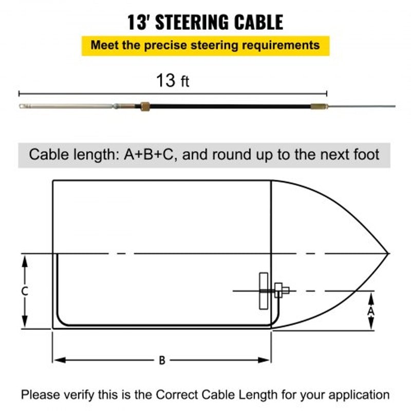 Outboard Boat Steering Kit 13 Boat Steering Cable With 34 Tapered Shaft Marine Steering System 3