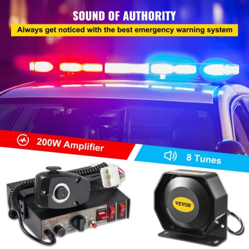 VEVOR 200W Siren Bundle 8 Tones Emergency Warning Siren With PA Speaker MIC System Vehicle Siren Bo 2