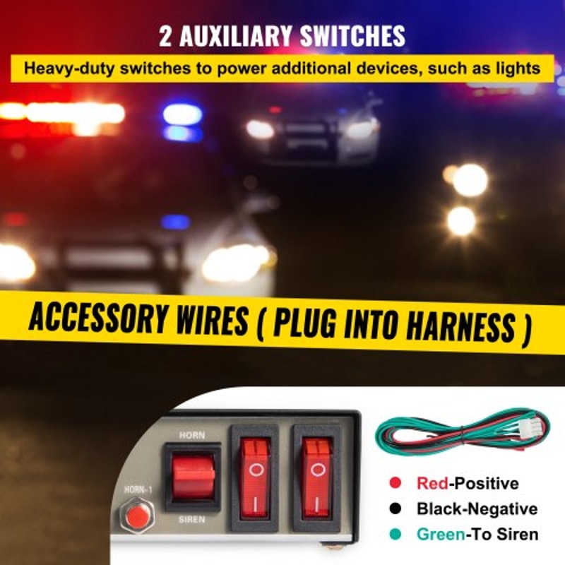 VEVOR 200W Siren Bundle 8 Tones Emergency Warning Siren With PA Speaker MIC System Vehicle Siren Bo 5