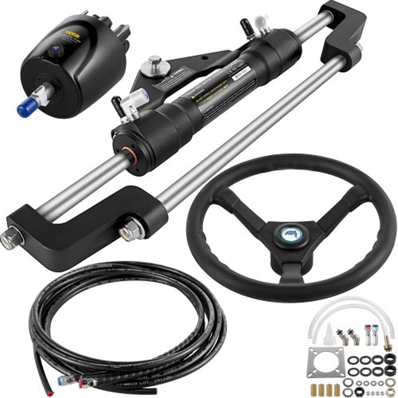 300HP Hydraulic Steering Kit Helm Pump CorrosionResistant Cylinder 135 Wheel 24ft Hose Marine Stee 1