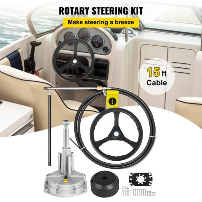 15 Boat Steering Cable System HeavyDuty Outboard Steering Kit With 135 Wheel Rotary Helm 304 Stain 2
