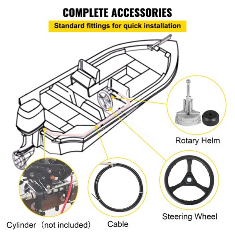 15 Boat Steering Cable System HeavyDuty Outboard Steering Kit With 135 Wheel Rotary Helm 304 Stain 6