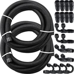 8an fuel line kit, 20 pcs 8an fuel hose kit with 32.8ft bk nylon stainless steel braided oil line hose