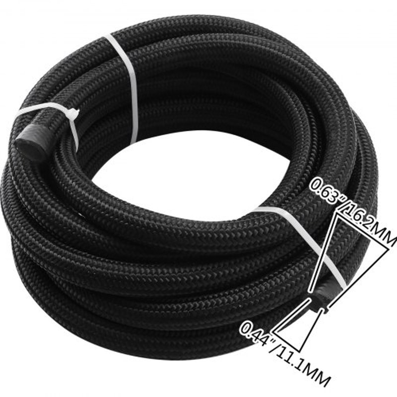 8AN Fuel Line Kit, 20 Pcs 8AN Fuel Hose Kit with 32.8Ft BK Nylon Stainless Steel Braided Oil Line Hose