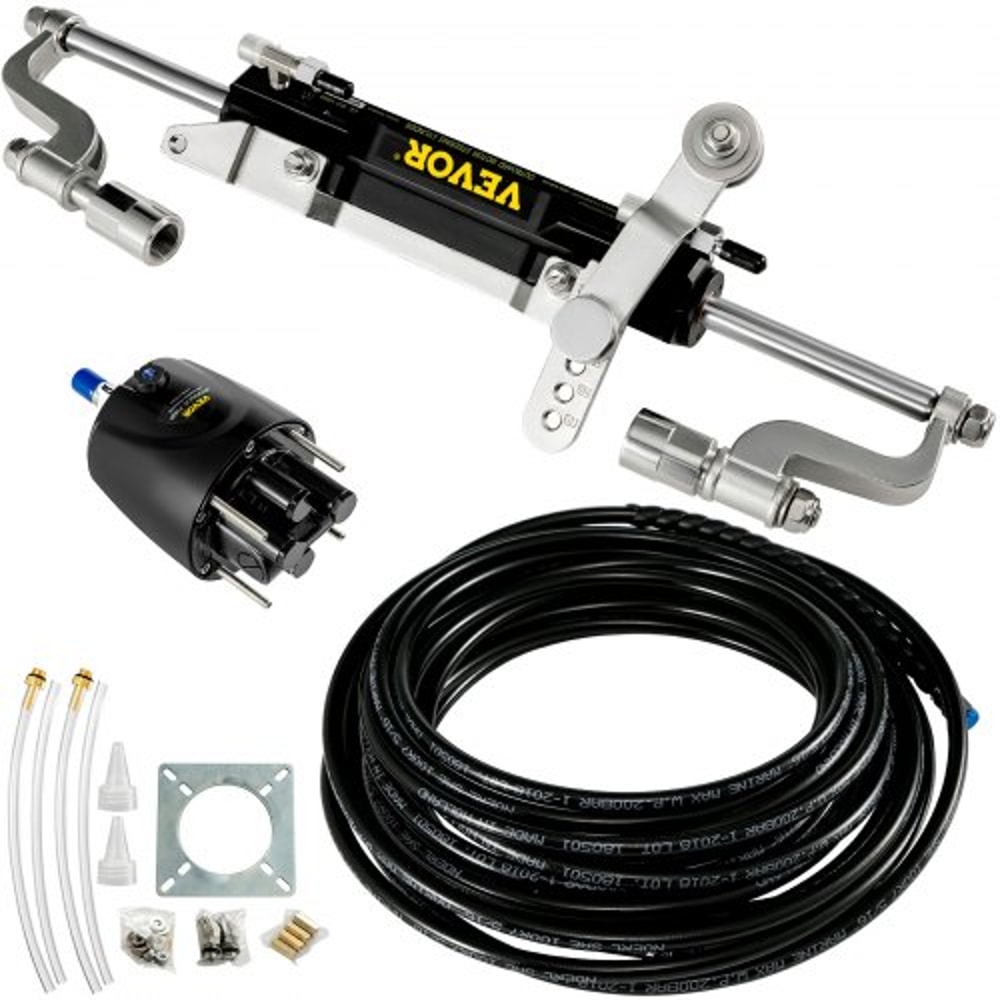 300HP Hydraulic Steering Kit With Helm Pump Compact Cylinder Complete Marine Outboard Steering Sys 1
