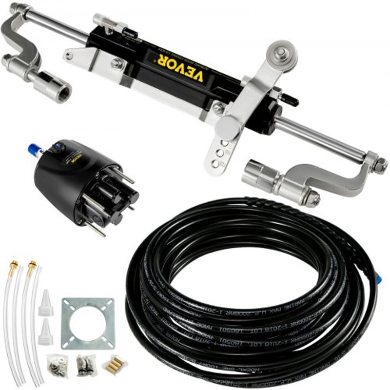 300HP Hydraulic Steering Kit With Helm Pump Compact Cylinder Complete Marine Outboard Steering Sys 1