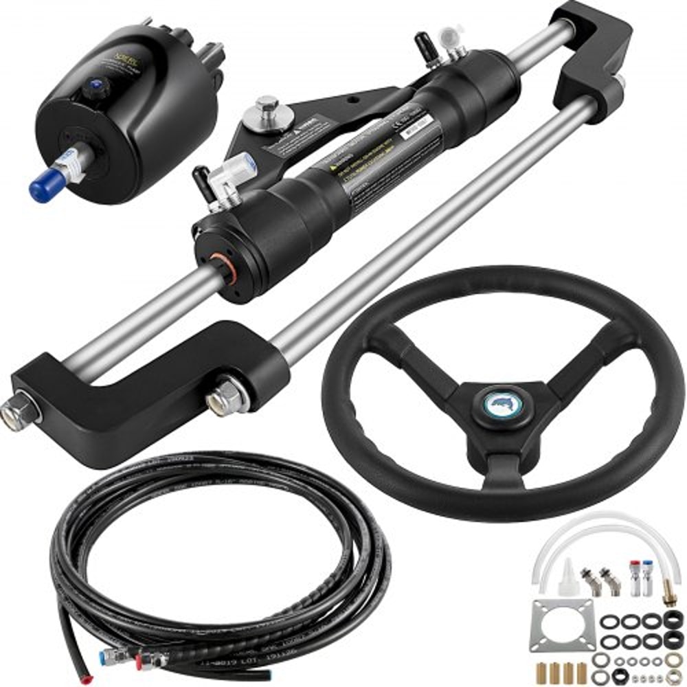 Boat Hydraulic Steering Kit 300HP Helm Pump Aluminum Alloy Steering Cylinder 135 Wheel 10 Hydrauli 1