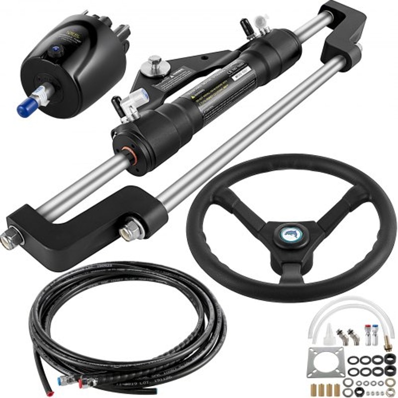 Boat Hydraulic Steering Kit 300HP Helm Pump Aluminum Alloy Steering Cylinder 135 Wheel 10 Hydrauli 1