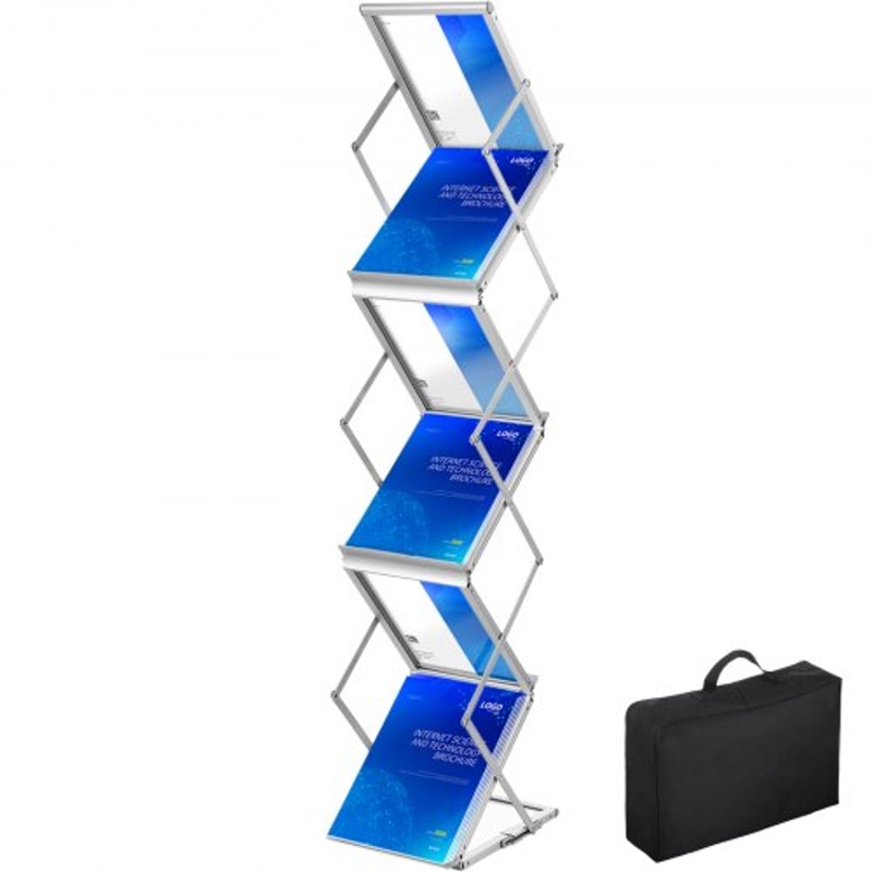 6Pocket Pop Up Aluminum Magazine Rack Lightweight Catalog Holder Stand WCarrying Bag For Trade Show 1