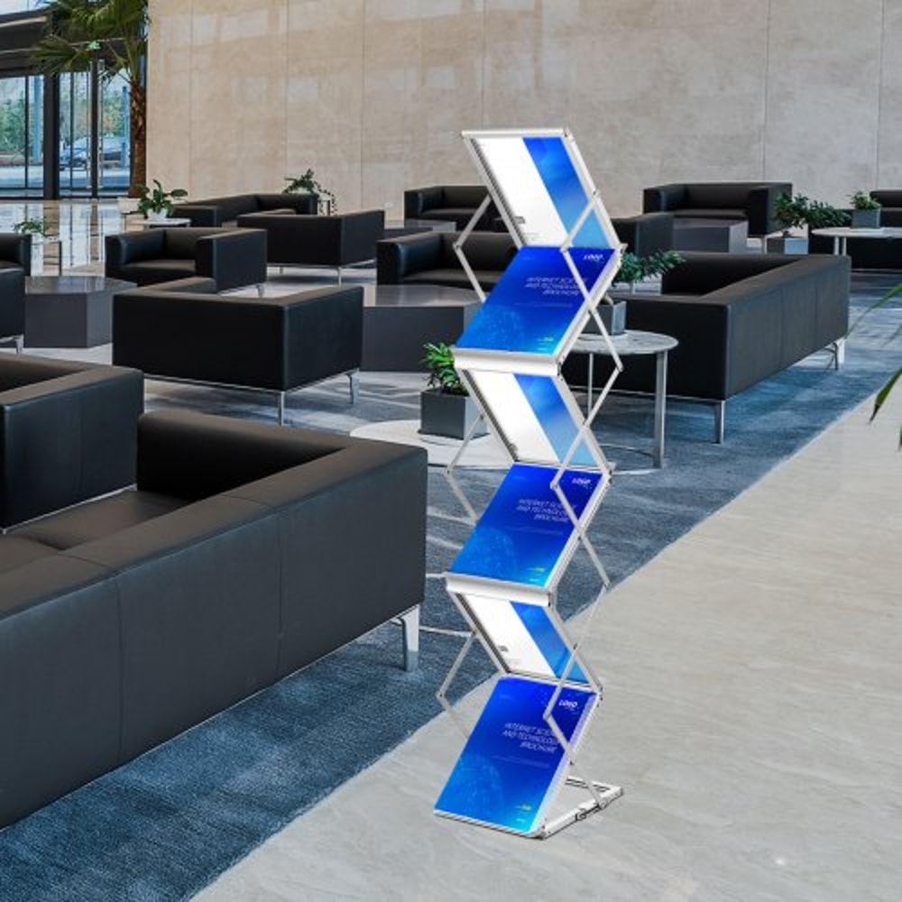 6Pocket Pop Up Aluminum Magazine Rack Lightweight Catalog Holder Stand WCarrying Bag For Trade Show 0