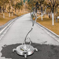 24" flat surface cleaner for pressure washer, max 4000 psi, dual-handle design, high-efficiency deck, driveway