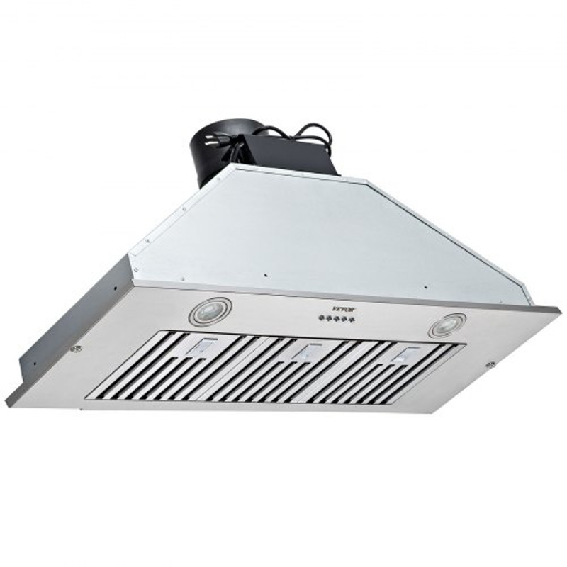 Stainless Steel Insert Range Hood Speed Built-in Kitchen Vent with Push Button Control, LED Lighting, Baffle Filters