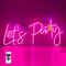 Adjustable Pink Let's Party Neon Sign with Remote, LED Wall Decor Light for Wedding, Celebration, Bar, Cafe & Home