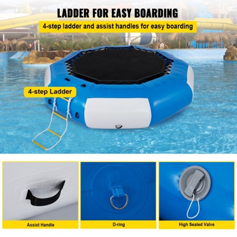 Inflatable Water Bouncer & Swim Platform, Water Trampoline Splash Padded Inflatable Bouncer for Water Sports, Family Fun