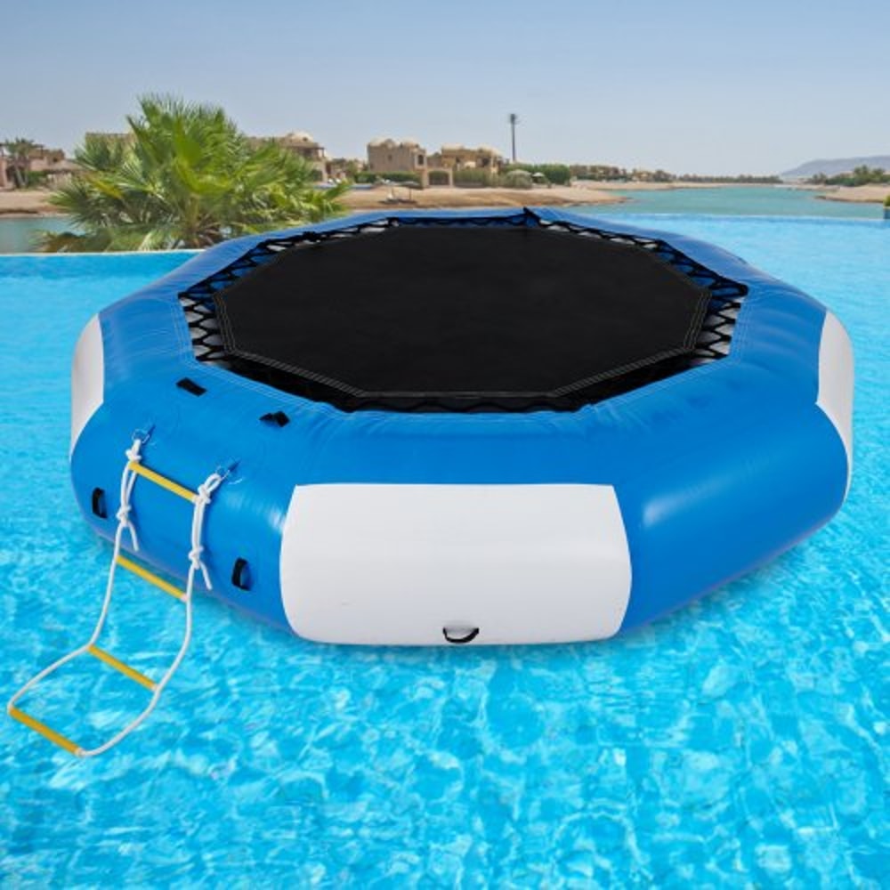 Inflatable Water Bouncer & Swim Platform, Water Trampoline Splash Padded Inflatable Bouncer for Water Sports, Family Fun
