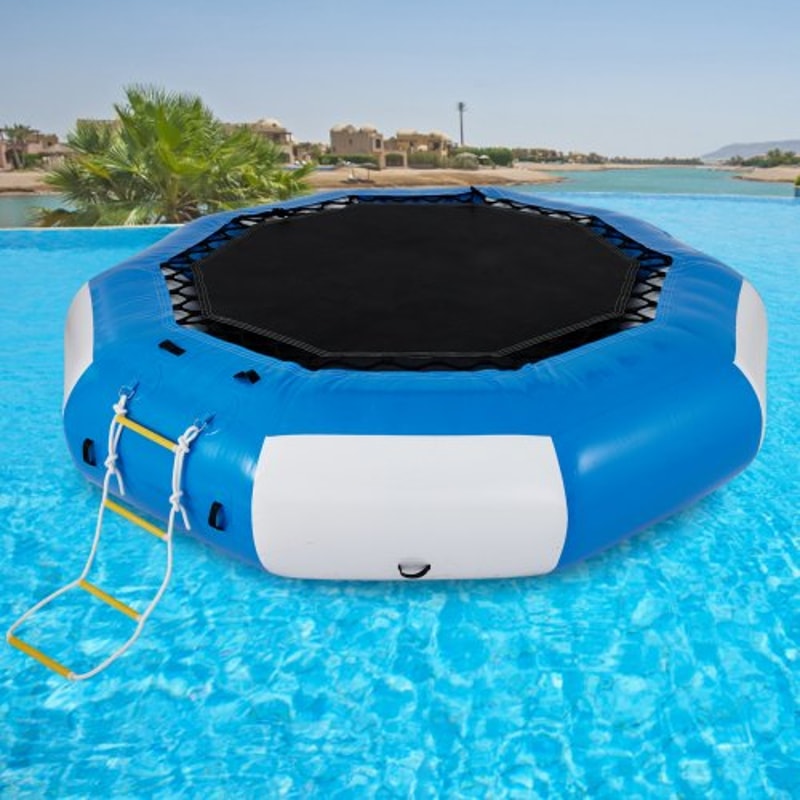 Inflatable Water Bouncer & Swim Platform, Water Trampoline Splash Padded Inflatable Bouncer for Water Sports, Family Fun