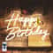LED Happy Birthday Neon Sign, Adjustable Brightness, Warm White Light with Dimmer Switch, Reusable Party & Event
