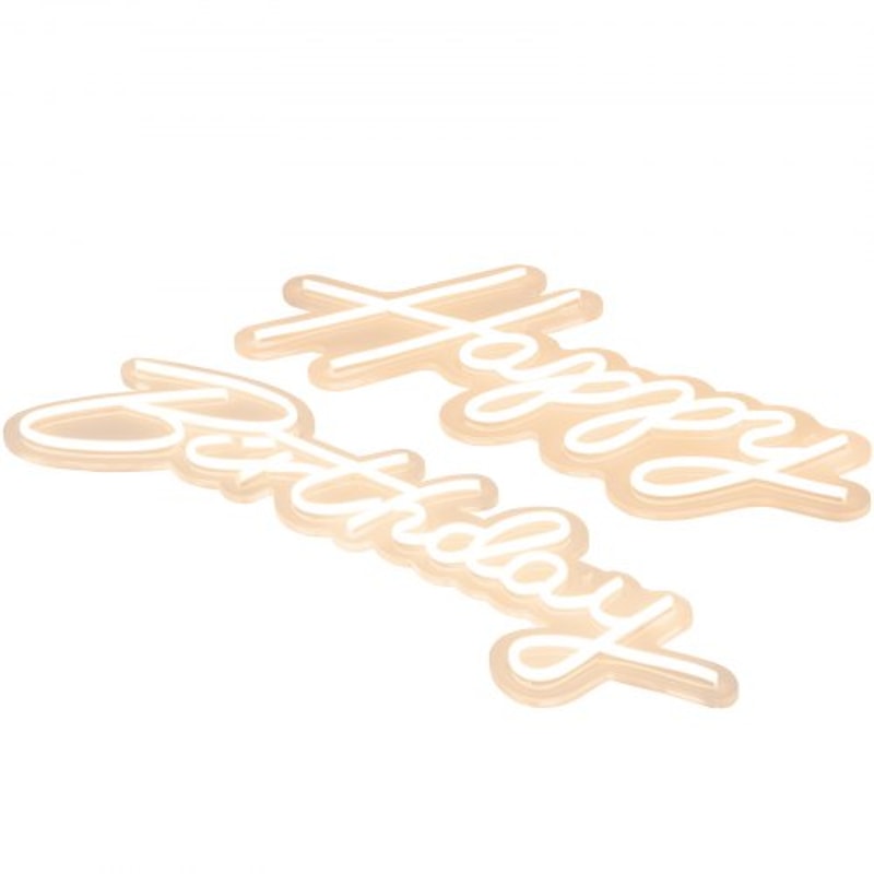 LED Happy Birthday Neon Sign, Adjustable Brightness, Warm White Light with Dimmer Switch, Reusable Party & Event