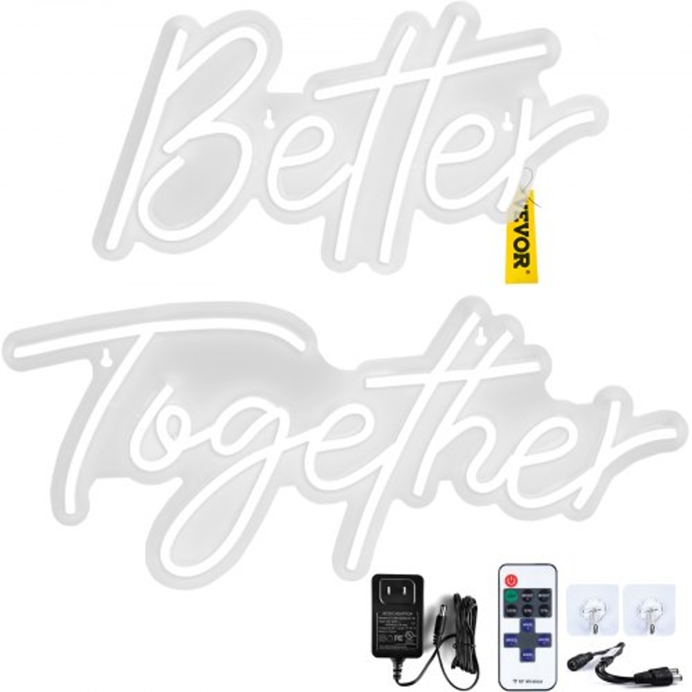 Better Together LED Neon Sign, Warm White Light Signs with Remote Control, Adjustable Brightness, Ideal for Wedding