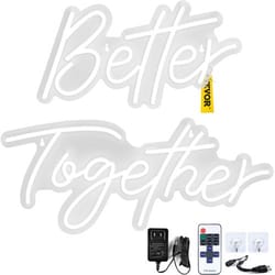 better together led neon sign, warm white light signs with remote control, adjustable brightness, ideal for wedding