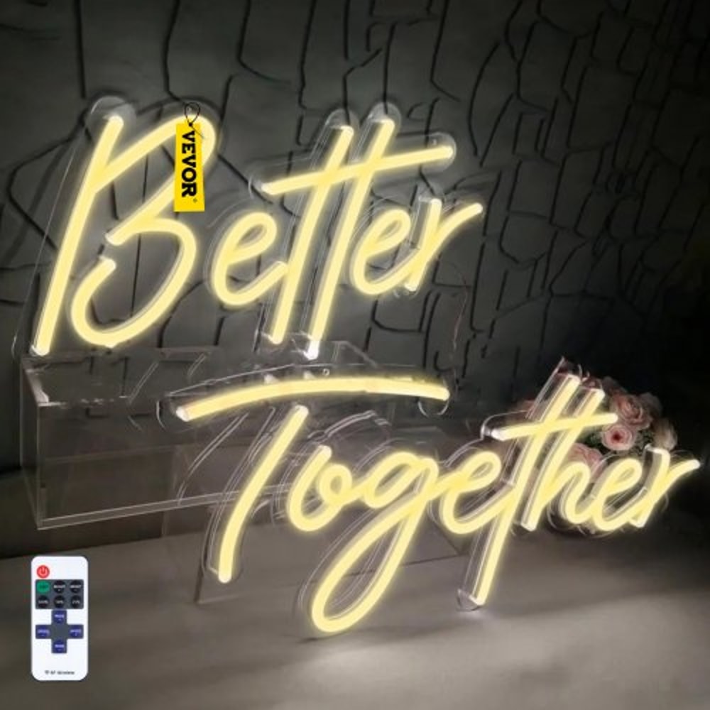 Better Together LED Neon Sign, Warm White Light Signs with Remote Control, Adjustable Brightness, Ideal for Wedding