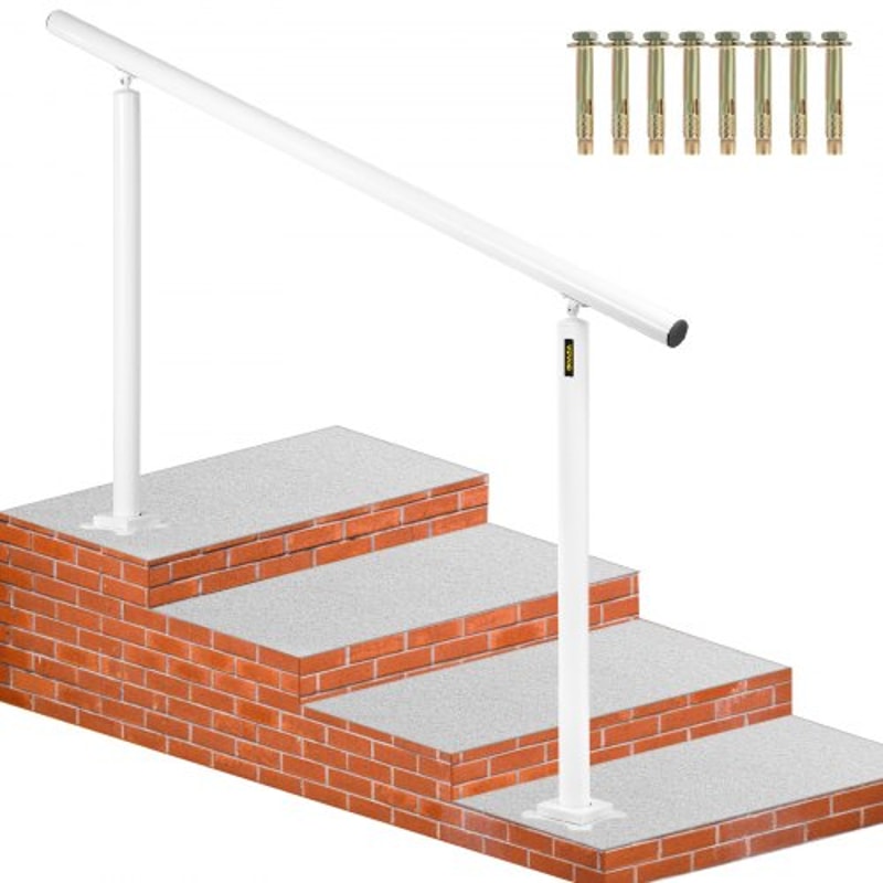 Outdoor Stair Railing Kit, Adjustable White Aluminum Handrails, Safety Stair Rail for Elderly, Porch & Garden