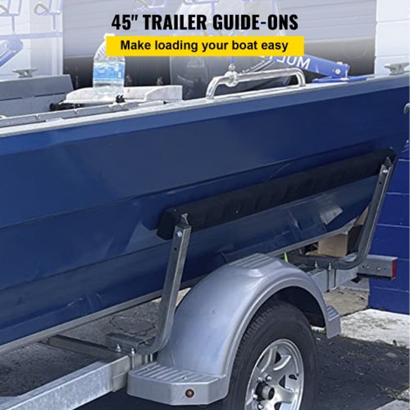 Boat Trailer Guide-ons, Heavy-Duty Rustproof Steel Trailer Guides with Carpet Padding & Hardware for Ski & Fishing Boat
