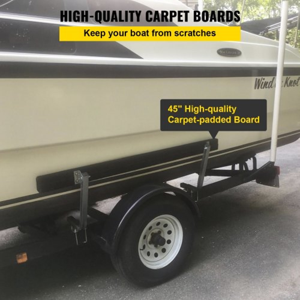 Boat Trailer Guide-ons, Heavy-Duty Rustproof Steel Trailer Guides with Carpet Padding & Hardware for Ski & Fishing Boat