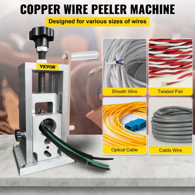 Manual Wire Stripping Machine, Drill-Powered Copper Stripper w/ Ultra-Durable Steel Blade, Portable Scrap Cable