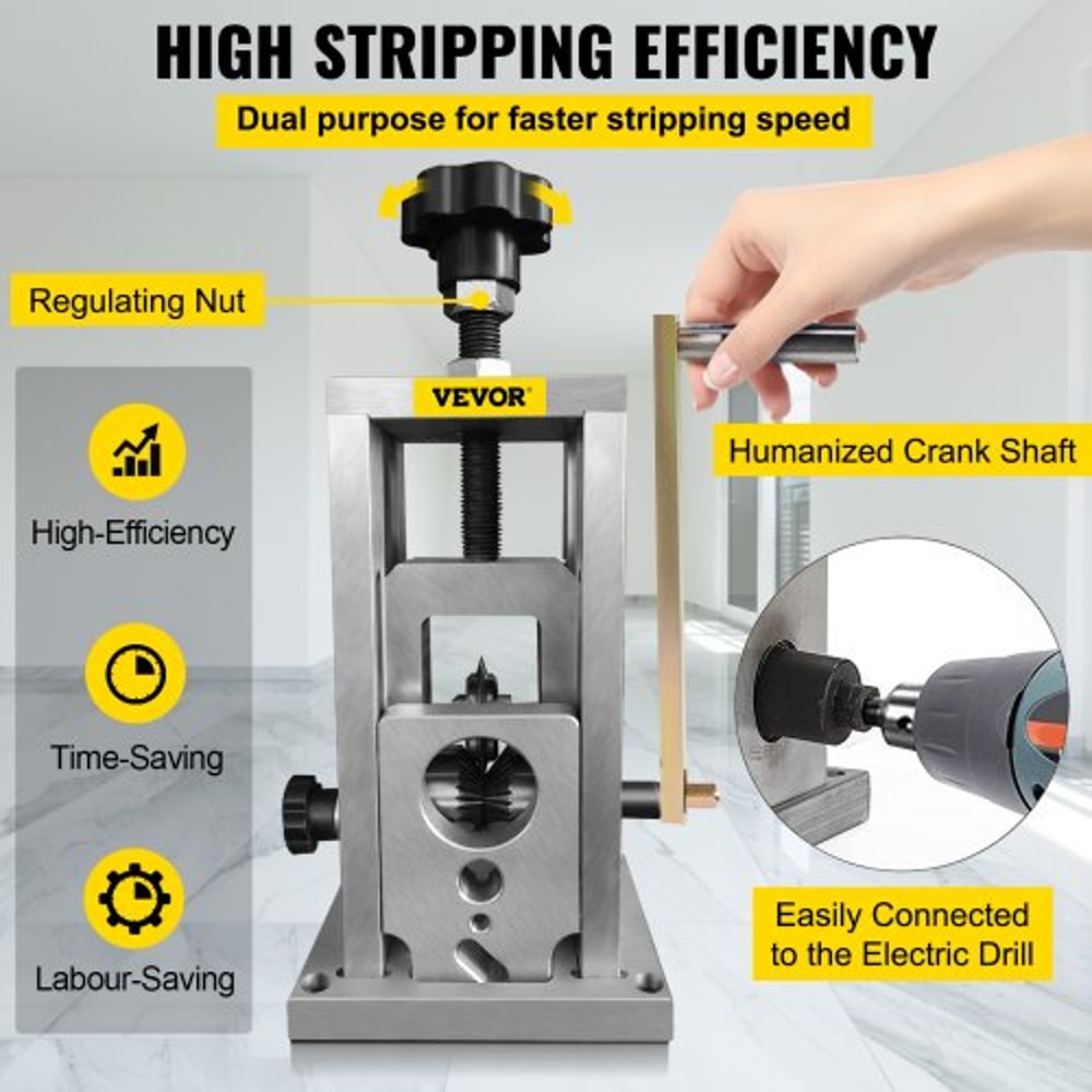 Manual Wire Stripping Machine, Drill-Powered Copper Stripper w/ Ultra-Durable Steel Blade, Portable Scrap Cable