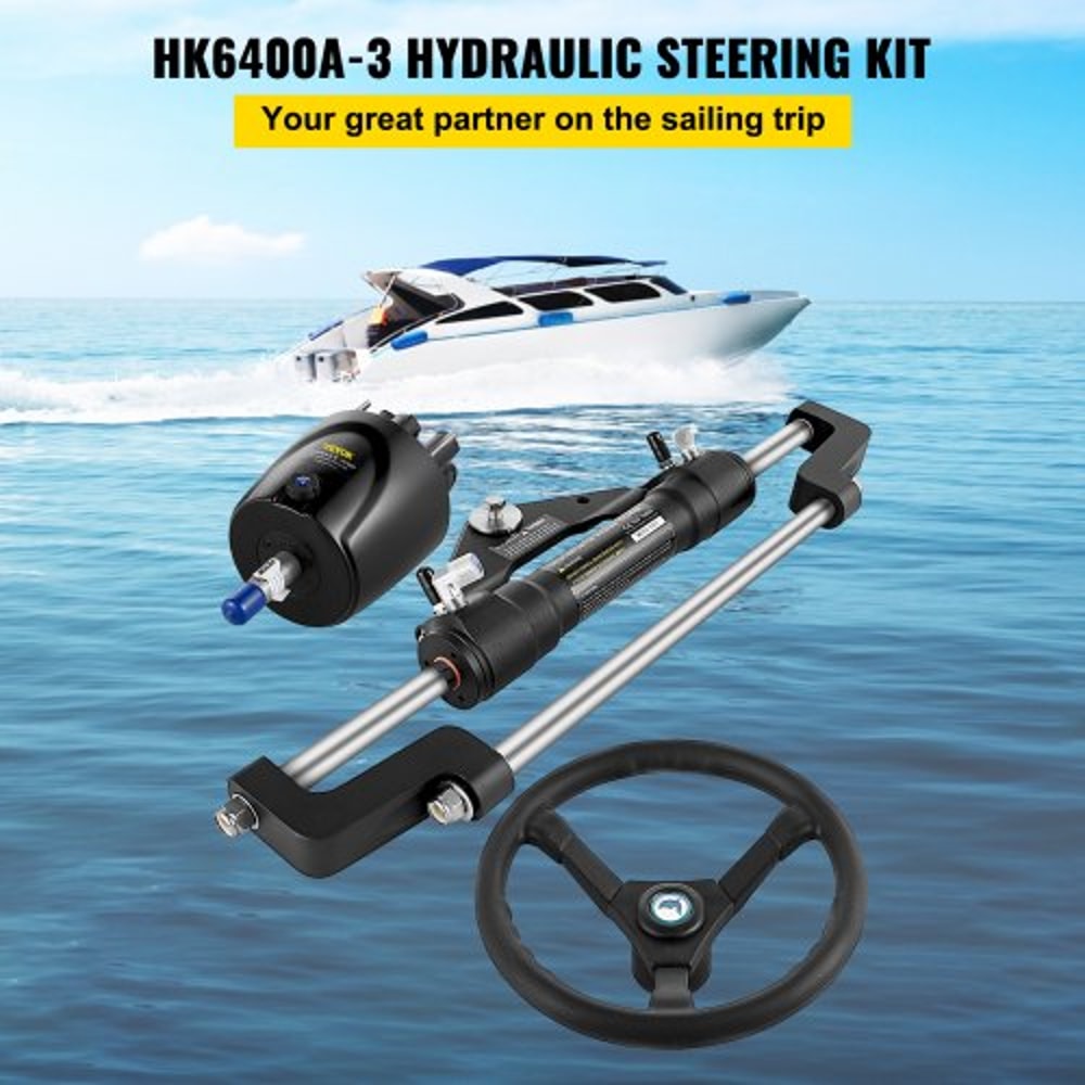 Hydraulic Boat Steering Kit Helm Pump, Heavy-Duty Hydraulic Steering Kit for Outboard Marine Steering System
