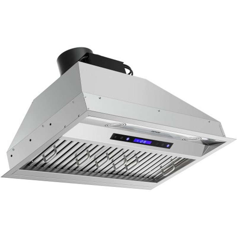 Stainless Steel Insert Range Hood Speed, Built-in Kitchen Vent with Touch Panel & Remote, LED Lights, Baffle Filters