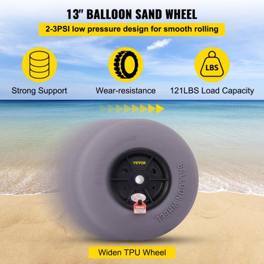 Beach Balloon Wheels, Heavy-Duty TPU Replacement Sand Tires for Kayak Dolly, Canoe Cart & Beach Buggy