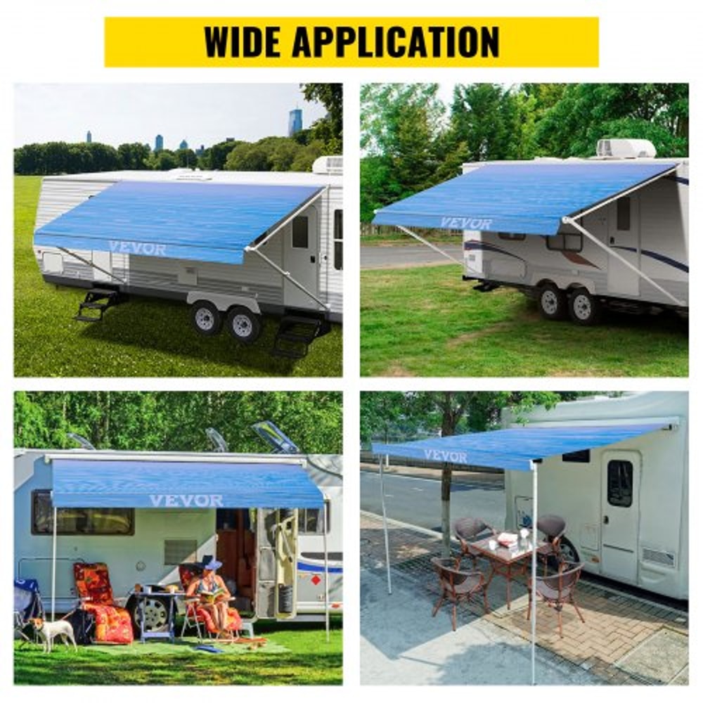 RV Camper Awning Fabric Replacement, Ocean Blue Fade Durable oz Vinyl Canopy for Trailer Awning, Patio Camping Car, SUV