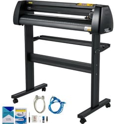 vinyl cutter machine with paper feed cutting plotter bundle, adjustable speed & force, lcd display, windows compatible