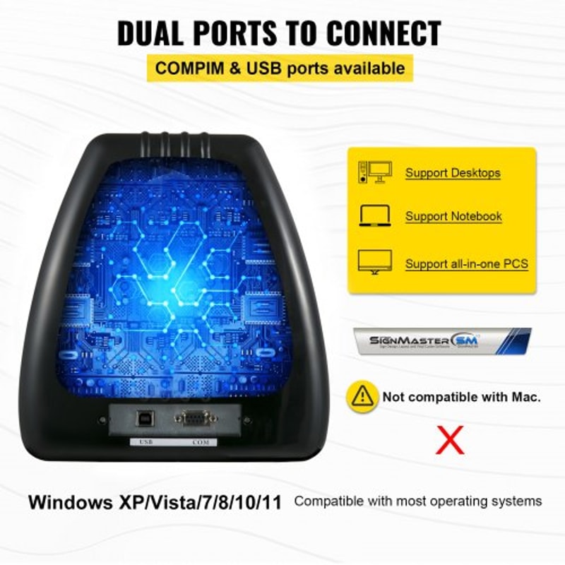 Vinyl Cutter Machine with Paper Feed Cutting Plotter Bundle, Adjustable Speed & Force, LCD Display, Windows Compatible