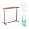 Freestanding Outdoor Pool Towel Rack, Bar Brown PVC T-Shape Storage Organizer with Clips, Mesh Bag & Hook for Swimming