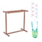 Freestanding Outdoor Pool Towel Rack, Bar Brown PVC T-Shape Storage Organizer with Clips, Mesh Bag & Hook for Swimming