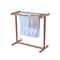 Freestanding Outdoor Pool Towel Rack, Bar Brown PVC T-Shape Storage Organizer with Clips, Mesh Bag & Hook for Swimming