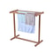 Freestanding Outdoor Pool Towel Rack, Bar Brown PVC T-Shape Storage Organizer with Clips, Mesh Bag & Hook for Swimming