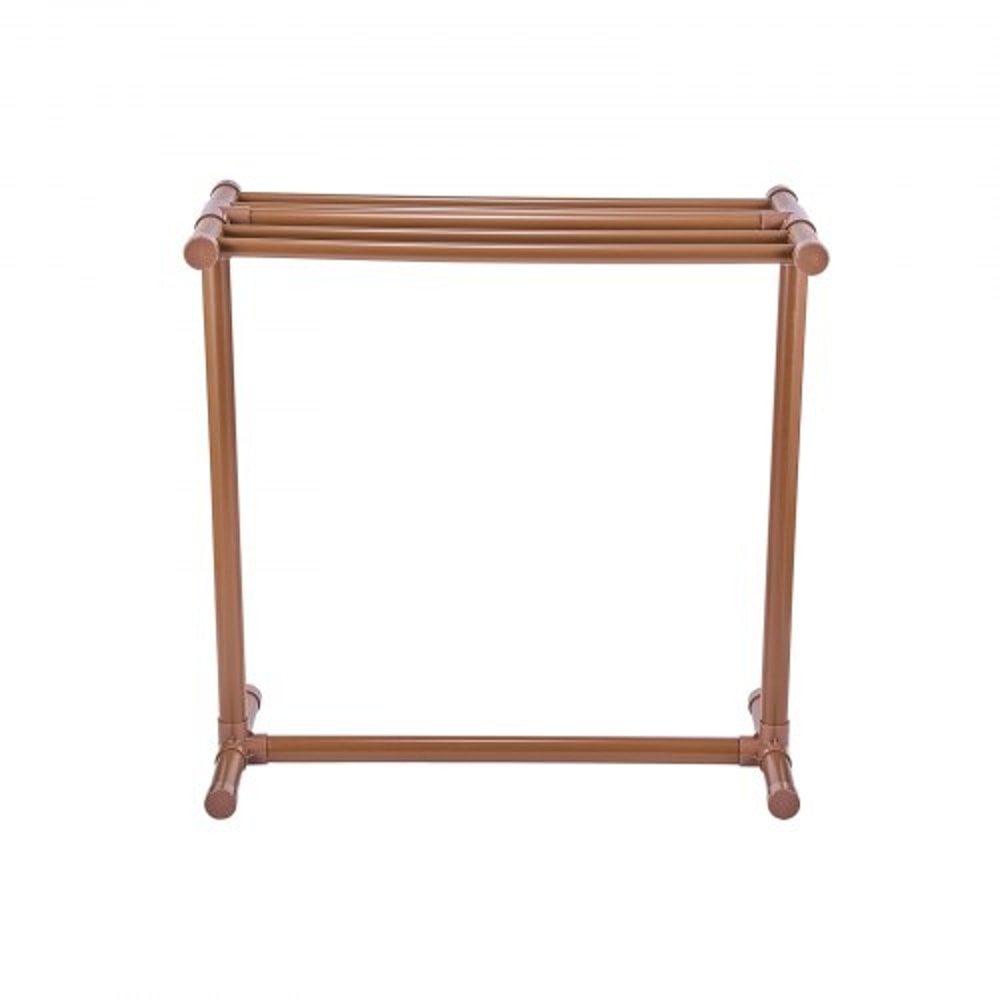 Freestanding Outdoor Pool Towel Rack, Bar Brown PVC T-Shape Storage Organizer with Clips, Mesh Bag & Hook for Swimming