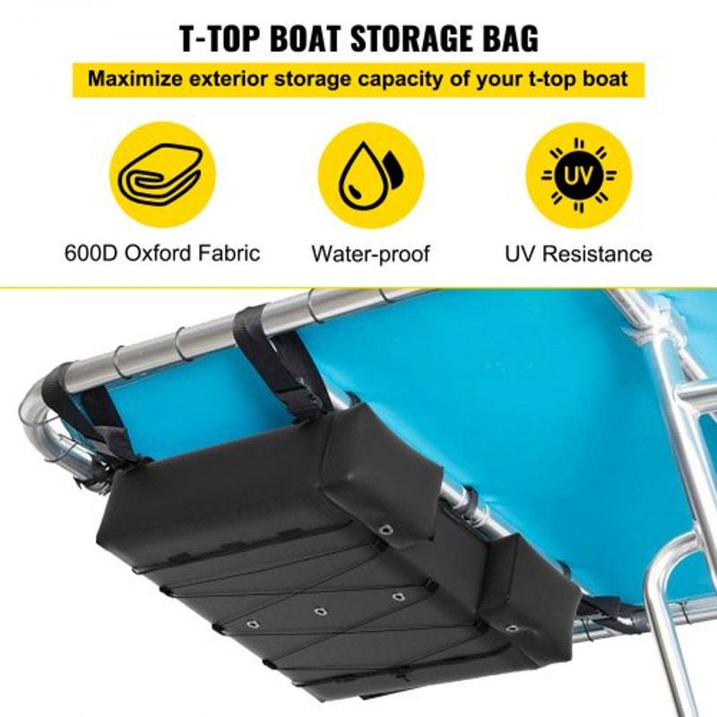 T-Top Storage Bag for Life Jackets with Boat Trash Bag, Oxford Fabric Life Vest Storage for T-Top Boats, Bimini Tops
