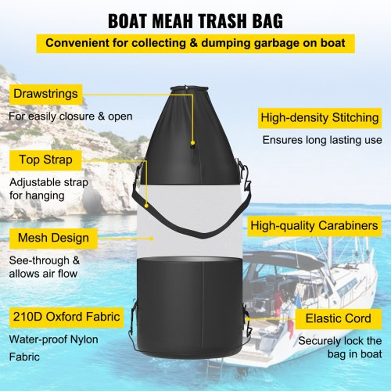 T-Top Storage Bag for Life Jackets with Boat Trash Bag, Oxford Fabric Life Vest Storage for T-Top Boats, Bimini Tops