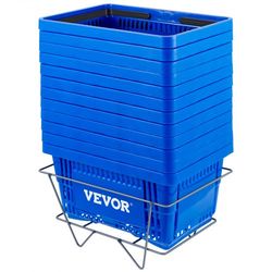 shopping basket set, store baskets with plastic handle & iron stand, durable pe material for supermarket, retail