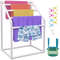 Pool Towel Rack Bar, Freestanding Outdoor PVC Trapezoidal Poolside Storage Organizer with Towel Clips, Mesh Bag & Hook